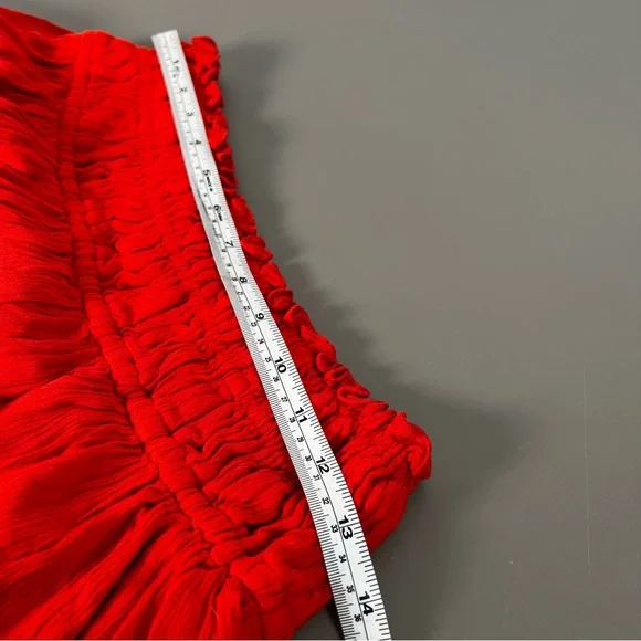 Free People Hooked On You Red Orange Ruffle Elastic Skirt Size Small - Picture 5 of 7